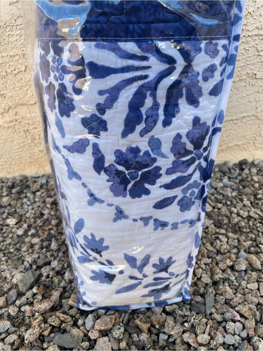 Sonoma Quilt Cal King Heritage Cotton Ogee Damask Reversible Blue White New